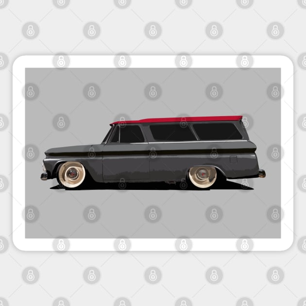 1965 Chevy Suburban Carryall - stylized Magnet by mal_photography